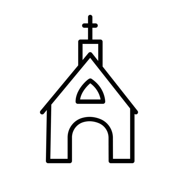 chapel icon from winter collection. thin linear chapel, church, cross outline icon isolated on white background. line vector chapel sign, symbol for web and mobile. - chapel 幅插畫檔、美工圖案、卡通及圖標