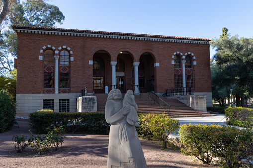Tucson, AZ - March 9 2022: Statue in front of a museum at the University of Arizona