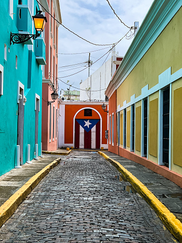 Streets with colorful houses at Old San Juan, Puerto Rico