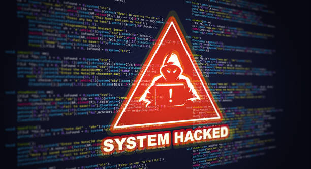 Virus, Malware, Cyber attack, and Internet cyber security Concept. Abstract Modern tech of Programming code screen with Warning alert of System hacked. Virus, Malware, Cyber attack, and Internet cyber security Concept. 3D illustration. ransomware stock pictures, royalty-free photos & images