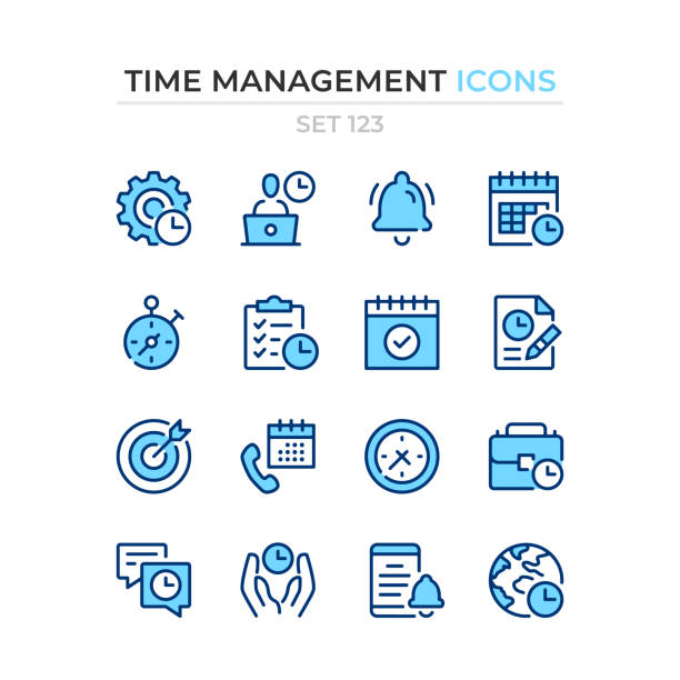 Time management icons. Vector line icons set. Premium quality. Simple thin line design. Modern outline symbols collection, pictograms. vector art illustration
