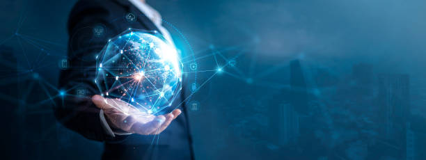 istock Businessman holding global network connection on social networking and customer data analytics, Business strategy and smart intelligence, digital marketing, Technology and global business. 1384980909