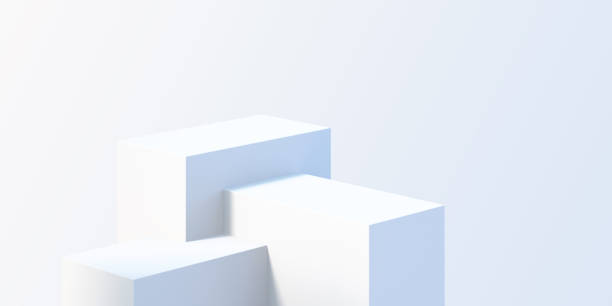 istock 3d white product podium mock up background for presentation with white background, 3d rendering 1384983740