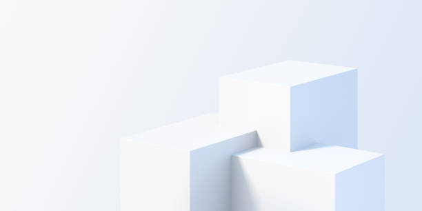 istock 3d white product podium mock up background for presentation with white background, 3d rendering 1384983744