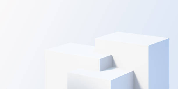 istock 3d white product podium mock up background for presentation with white background, 3d rendering 1384983745