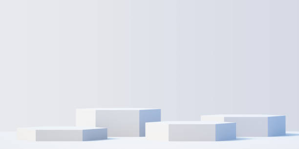 istock 3d white product podium mock up background for presentation with white background, 3d rendering 1384984981