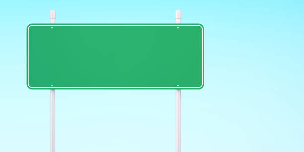 istock Green blank traffic road sign,direction sign board on sky background,3d rendering 1384987831