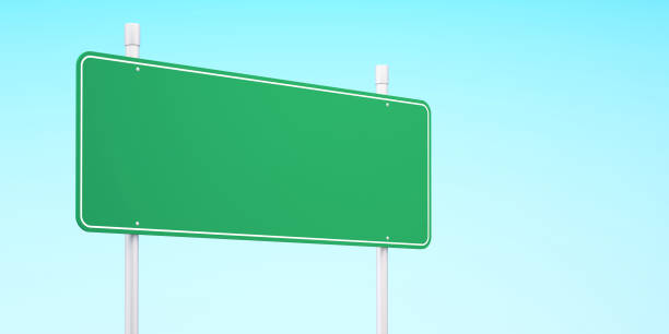 istock Green blank traffic road sign,direction sign board on sky background,3d rendering 1384987832