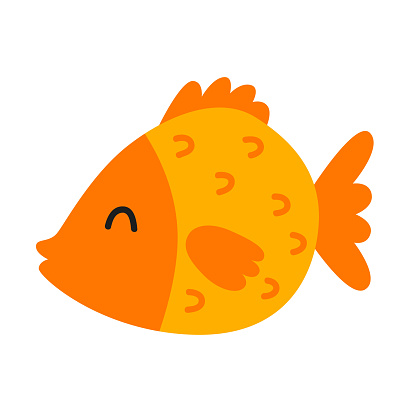 Cute orange fish. Vector childish illustration