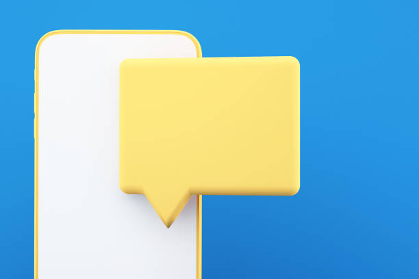 istock 3d Smartphone with speech bubbles on blue background ,Communication and social media concept,3D Illustration background 1384999129