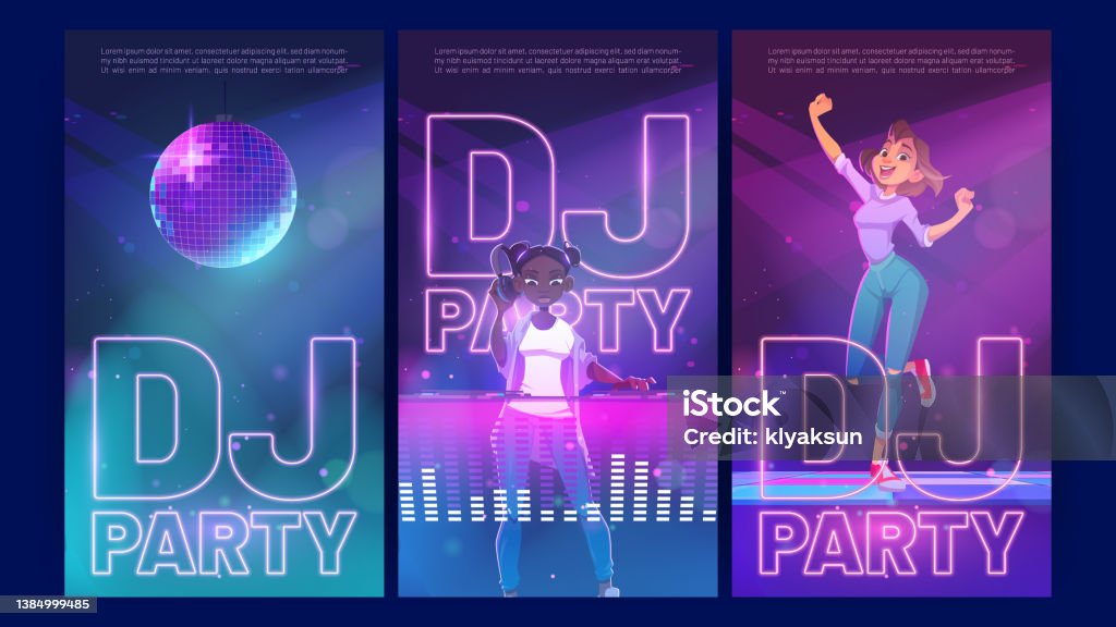 Dj Party Cartoon Invitation Posters Dancing Fest Stock Illustration - Download Image Now - DJ, Party - Social Event, Teenage Girls - iStock Dj Party Cartoon Invitation Posters Dancing Fest Stock Illustration - Download Image Now - DJ, Party - Social Event, Teenage Girls - iStock