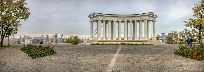 Odessa, Ukraine 07.11.2019. Vorontsov Palace Colonnade in Odessa, Ukraine, on a gloomy autumn day