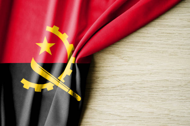 3d rendered illustration realistic cloth wavy surface flag of Angola Flag 4K Background