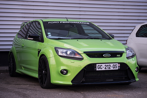 Mulhouse - France - 13 March 2022 -Front view of green Ford focus RS parked in the street