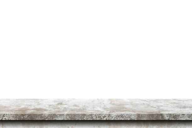 istock Empty cement table on isolated white background with copy space and display montage for product. 1385045205
