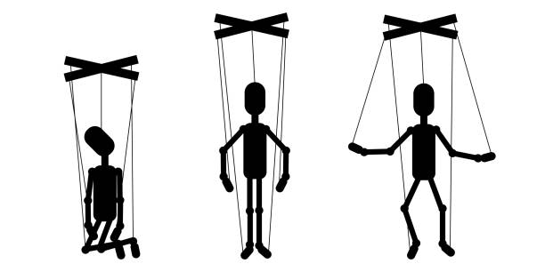 ilustraciones, imágenes clip art, dibujos animados e iconos de stock de títeres de títeres. concepto de manipulador. concepto de negocio. ilustración vectorial. imagen de archivo. - marionette