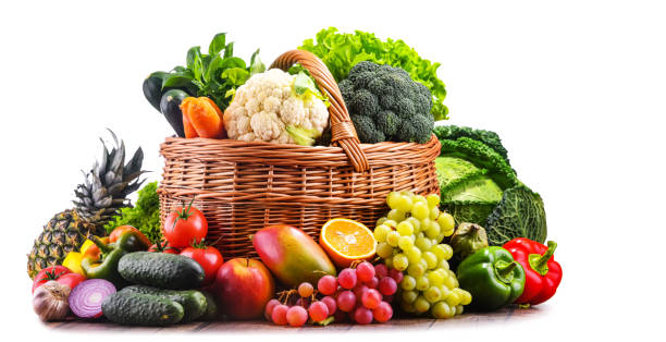istock Composition with assorted organic vegetables and fruits 1385052547