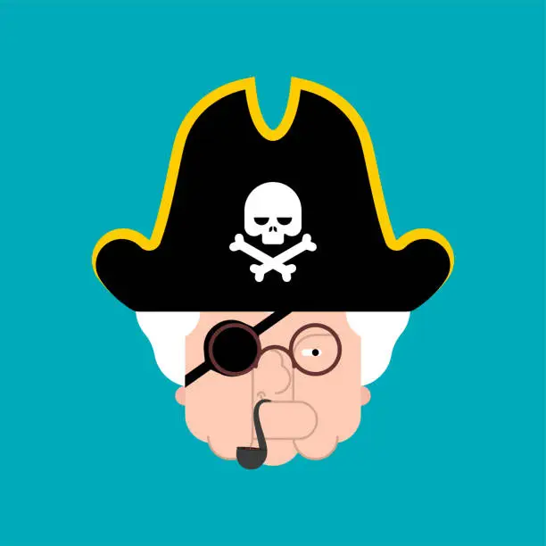 Vector illustration of Grandmother Pirate. Grandma filibuster and parrot. Vector illustration