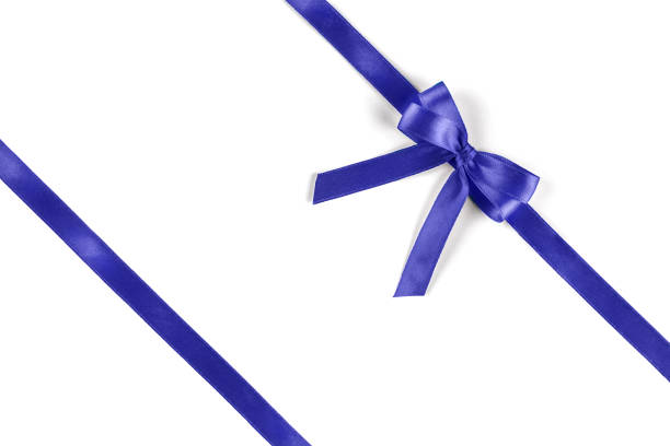 istock Shiny very peri silk ribbon on white background. 1385061242