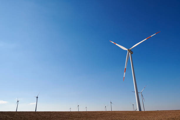 Low angle view of wind turbines, Germany.