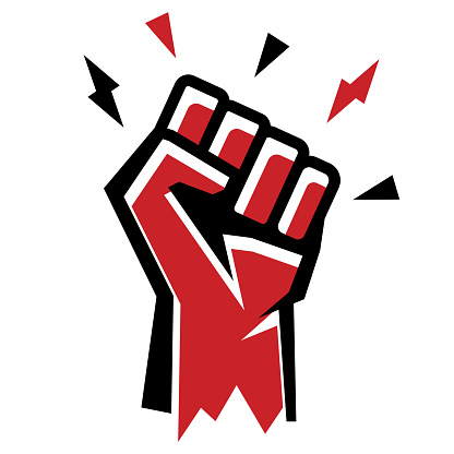 Hands clenched power strength icon. Fist sign. Vector illustration. Eps 10.