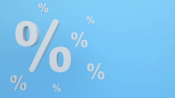 istock percentage icon on a light blue background,product price discount,3D rendering 1385065431