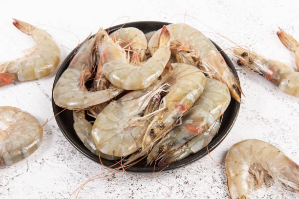 istock white shrimps in plate on white table 1385067261