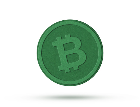 Paper cut bitcoin icon on white background