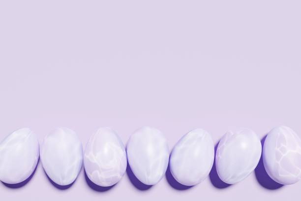 3d render of violet colored Easter eggs on a purple background for your spring project with color of the year 2022