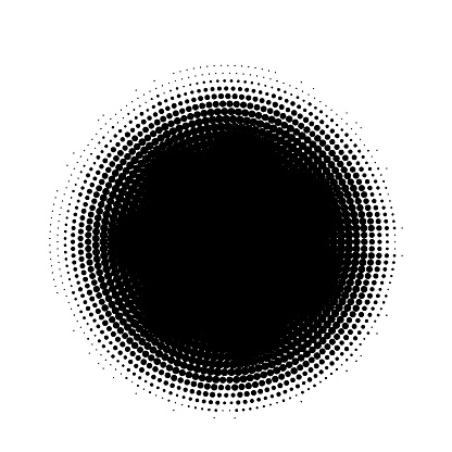 Halftone circles of spots pattern Dotwork. halftone dotted halftone pattern. chart on white background