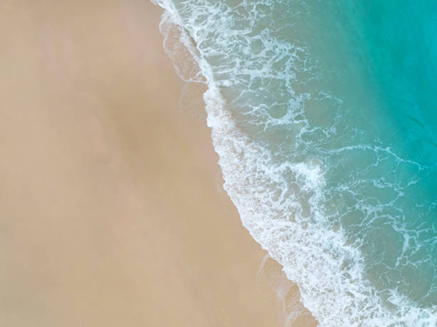istock Top view of Blue wave in ocean. Breaking wave and sun light 1385075010