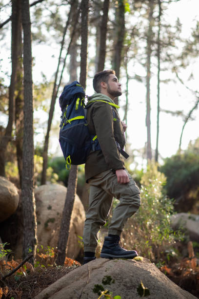 istock Determined male hiker in forest 1385075928