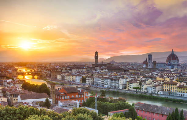 istock Sunset over river Arno in Florence in Italy 1385077344