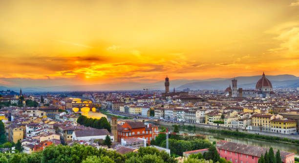 istock Sunset over river Arno in Florence in Italy 1385077367