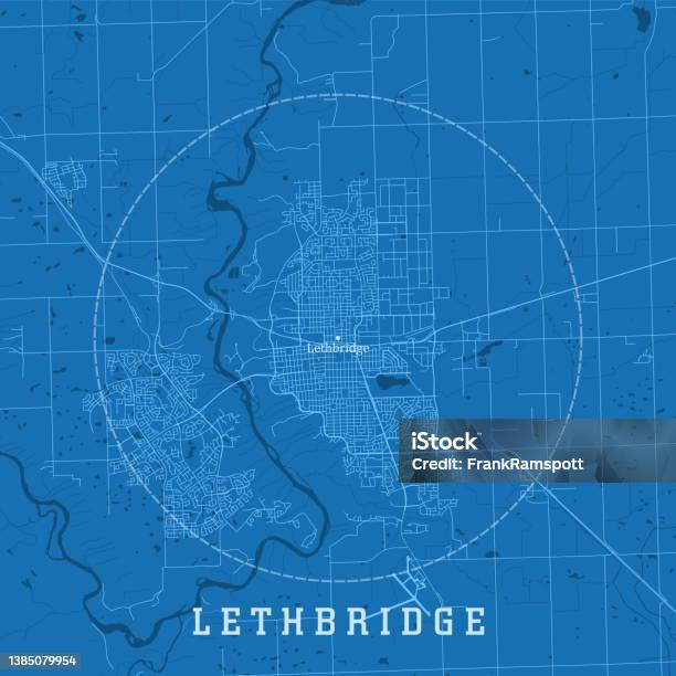 Leftdridge Rent. Map Ilustración de Lethbridge Alberta City Vector Road Map Texto Azul y más ...