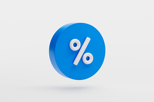 Percent  icon sign or symbol for offer discount and sale ui website illustration 3D rendering
