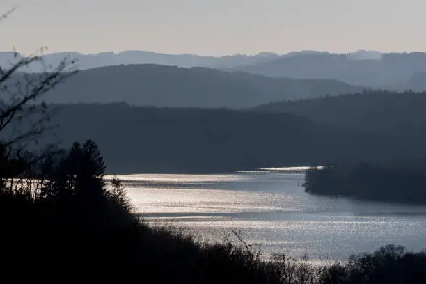 the bigge lake in the sauerland germany in an evening setting