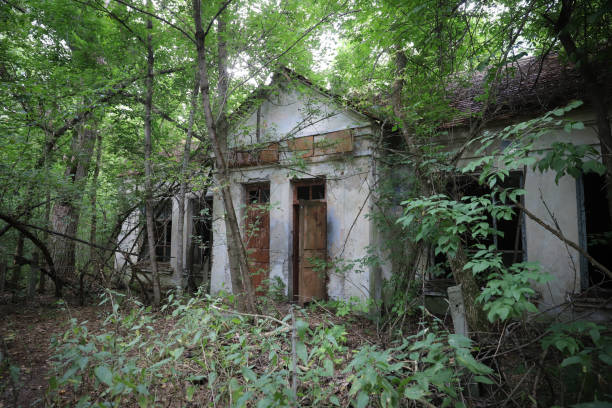 istock Building in Chernobyl Exclusion Zone, Ukraine 1385086144