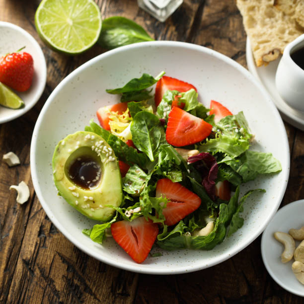 istock Salad with strawberry and avocado 1385086540