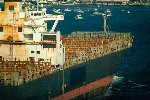 bow of a refrigerated cargo vessel