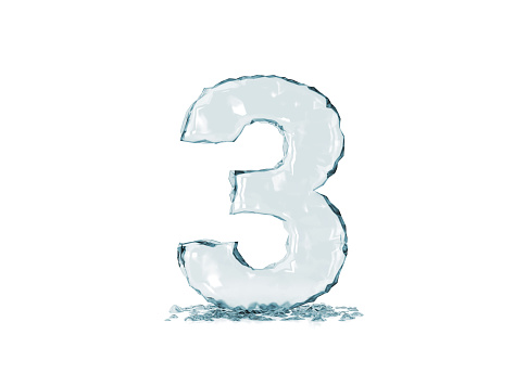 Number 3 made of ice. Useful template for your designs.