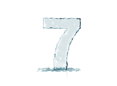Number 7 made of ice. Useful template for your designs.