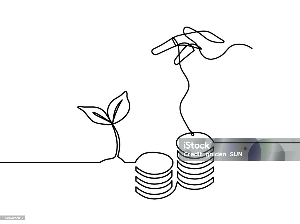 Abstract Coin Abstract Coins With Hand As Continuous Lines Drawing On White ...
