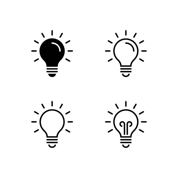 иконки лампочки - multi серия - inspiration light bulb motivation lighting equipment stock illustrations