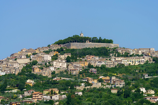 View of Alatri, historic town in Frosinone province, Lazio, Italy, at morning