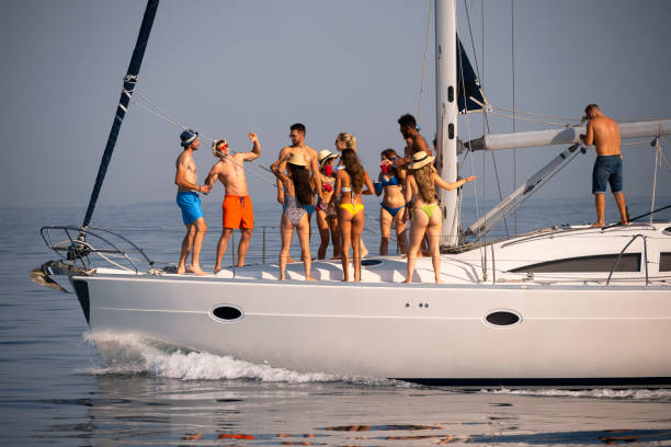 istock Friends having party on boat 1385095995