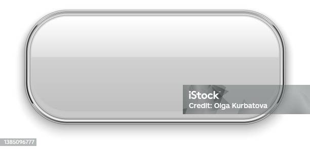 Chrome Rectangle Frame Glossy White Button Template Stock Illustration ...