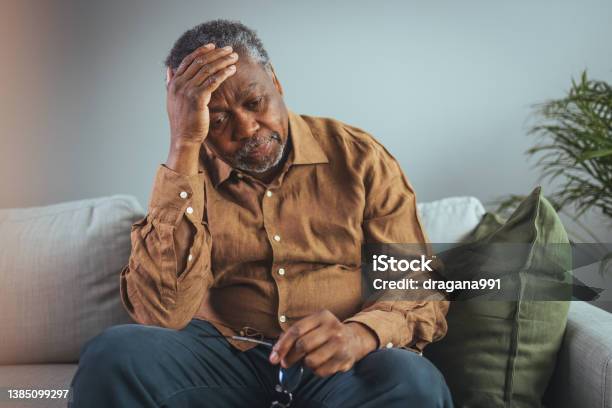 Boring Tired Sad Mature Man Depressed Lonely Not Having Visitors To His Children Stock Photo - Download Image Now