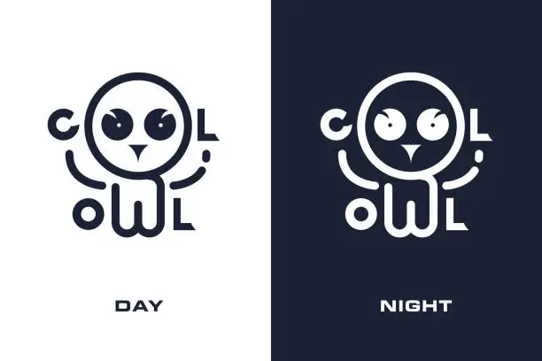 Vector illustration of Minimalist and stylish emblem Owl