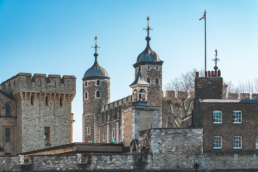 London England - May 27 2023: Exterior of the Tower of London in the United Kingdom at Golden Hour